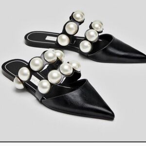 Zara pearl mules/ flats